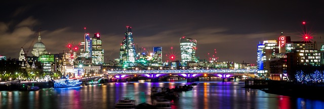 Panorama of London at night